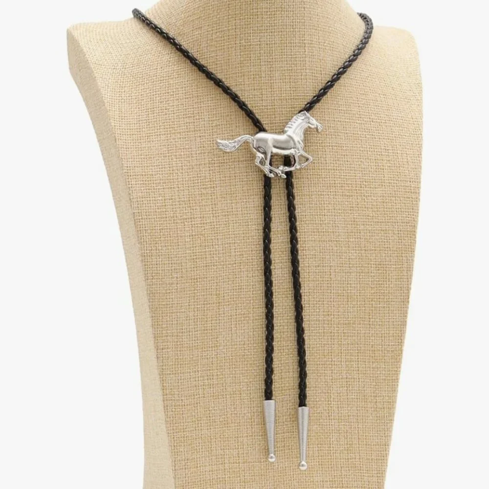 Silver Horse Vintage Native American Western Bolo Tie